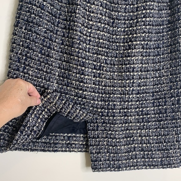 J Crew | Black Gray Knobby Boucle Tweed Knit No 2 Pencil Lined Midi Skirt 4P - Picture 9 of 13